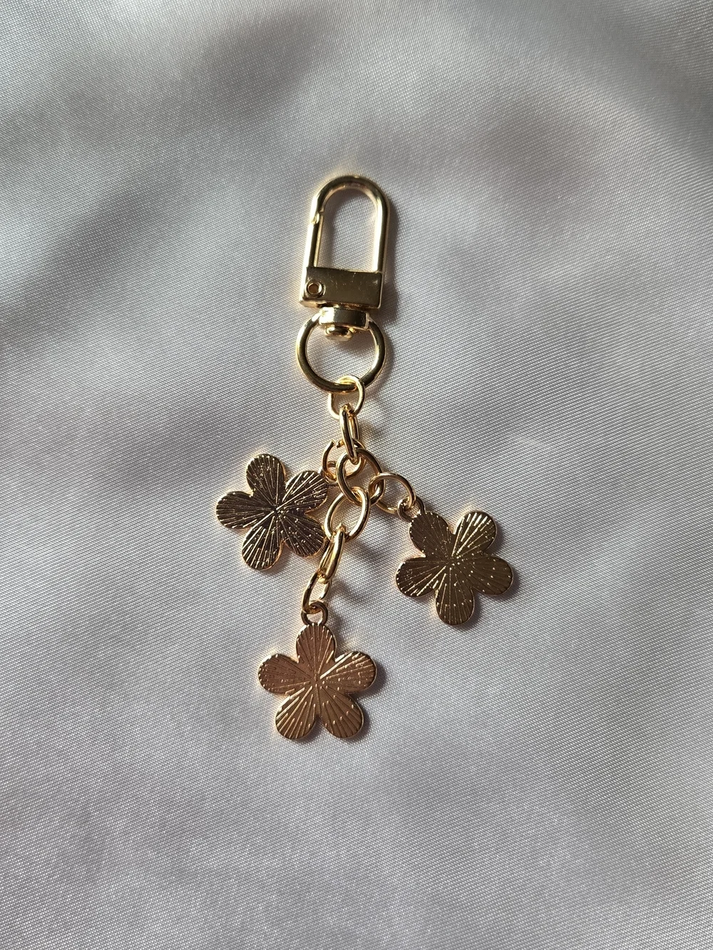 Gold-Tone Pink Flower Bag Charm